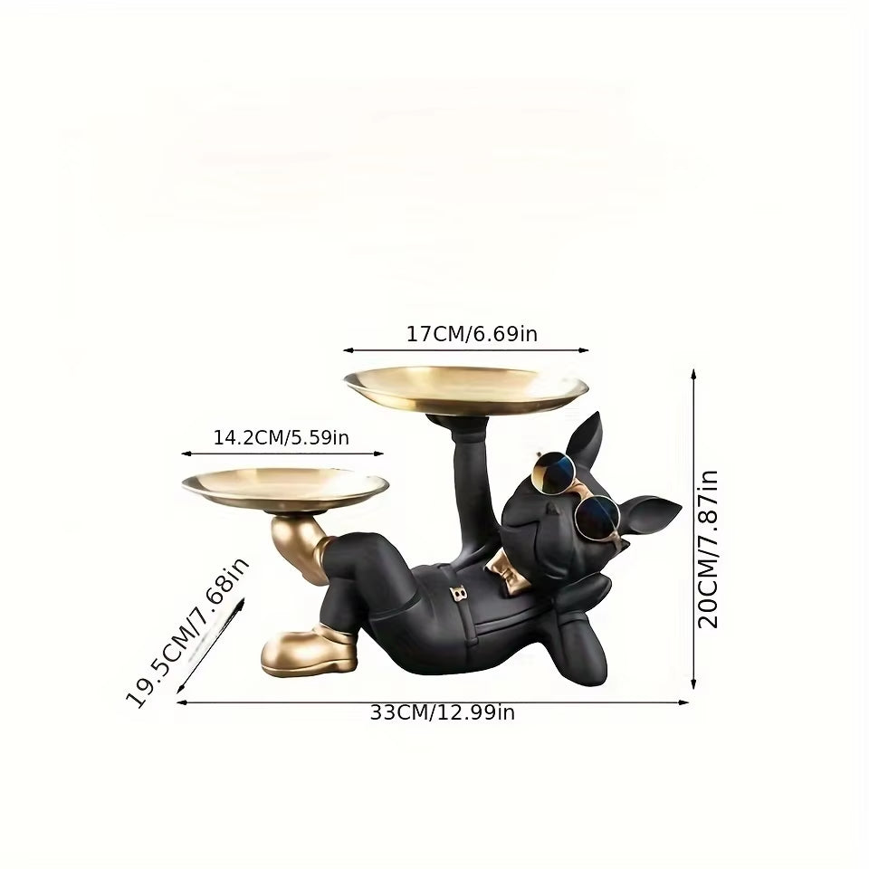 A Small Bulldog Statue Tray, Perfect for Holding Keys, Wallets, Jewelry, Phones, and Other Small Accessories Well as Small Items